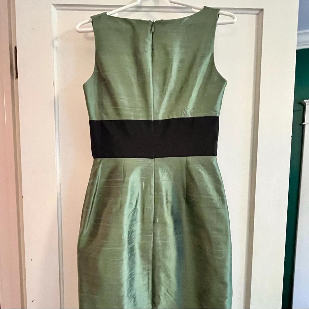 Classy & Cute Green Cocktail Dress with Black Waistband - Picture 3 of 7